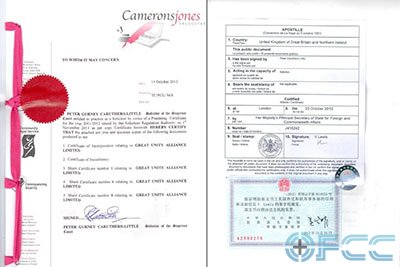 BVI公司营业执照中国驻英使馆认证样本